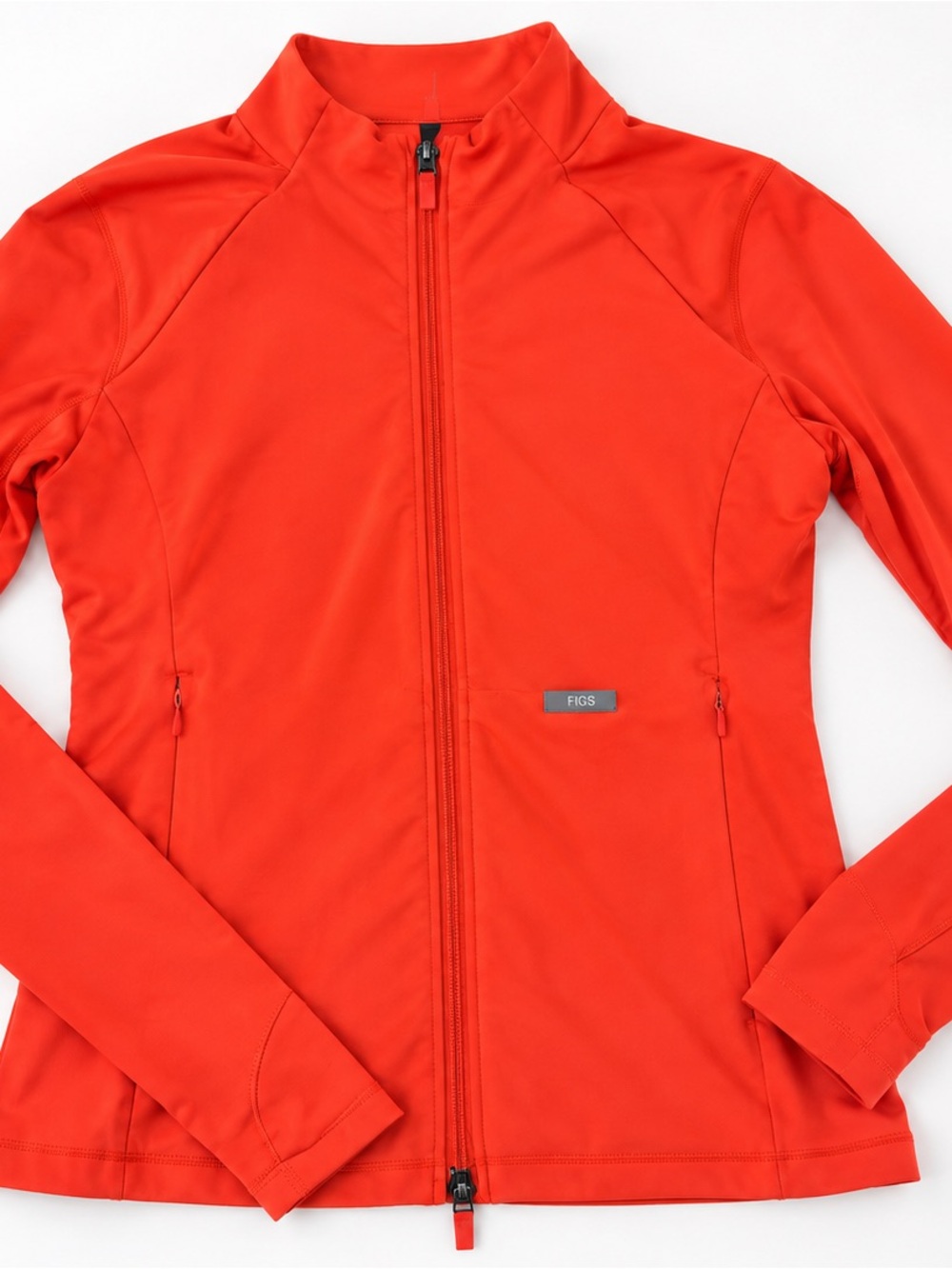 FIGS Slim-Fit Performance Zip Jacket – Bright Coral
